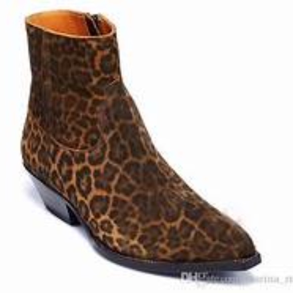 Saint Laurent Wyatt Leopard Boot - Picture 2 of 3